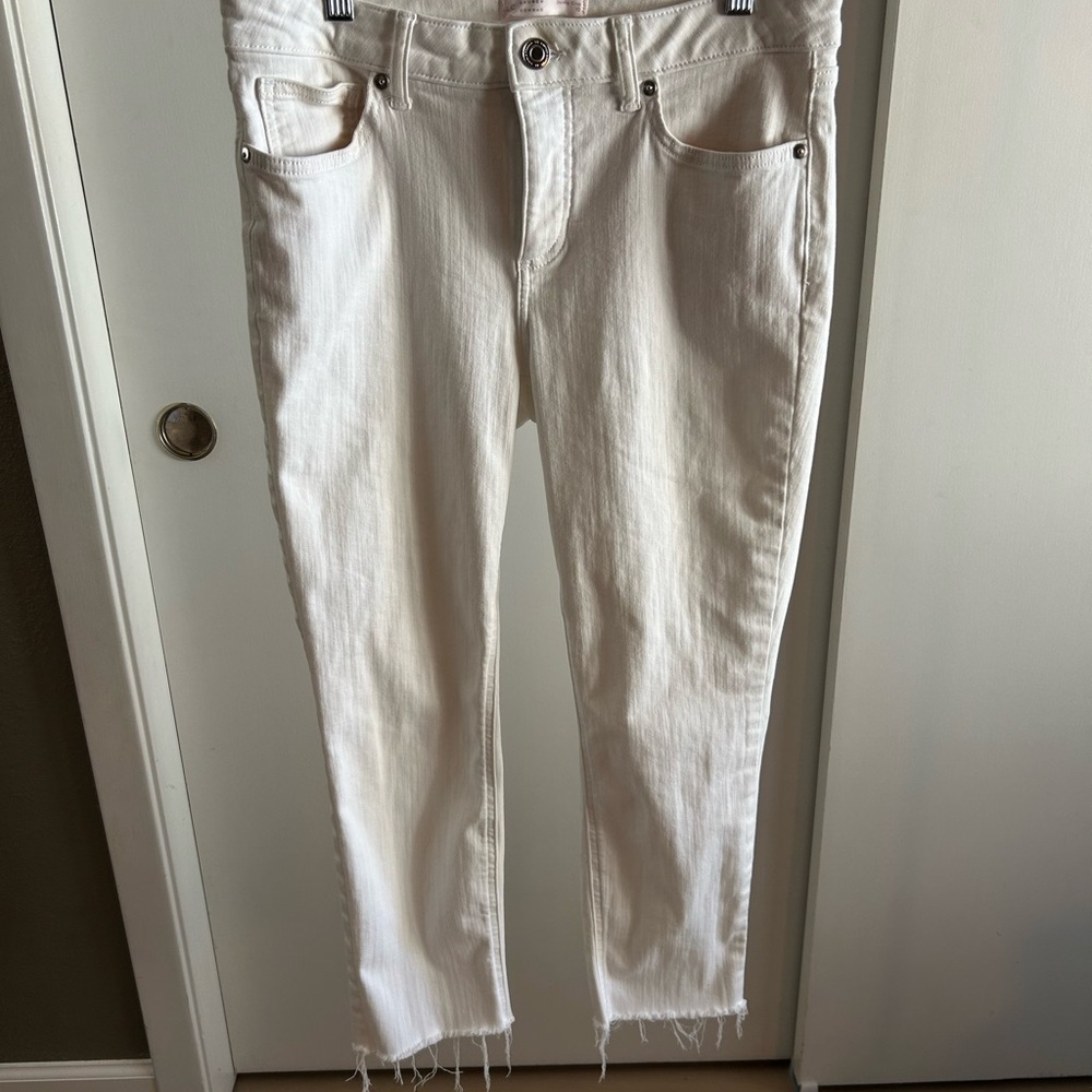 LC Lauren Conrad Cream Skinny Crop Jeans Sz 10